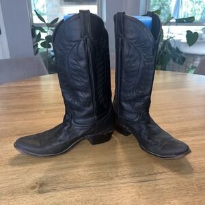 Diamond J Boots by‎ Justin Mens Size 8.5 D Black Leather Western Cowboy 51007M